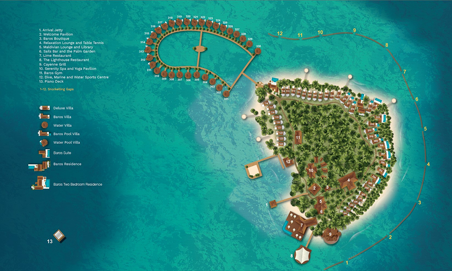 Baros Maldives Resort Map